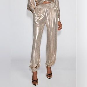 NYC Gabrielle Union Metallic Gold Joggers